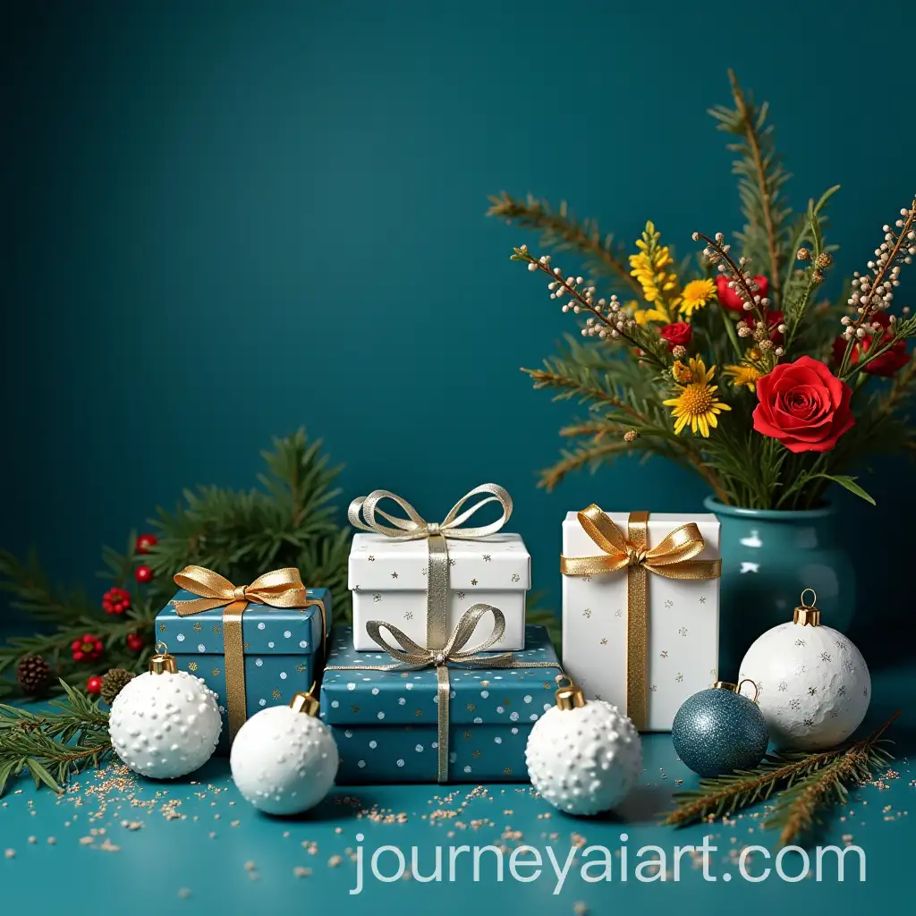 Festive-Holiday-Decorations-with-Colorful-Ornaments-and-Gifts