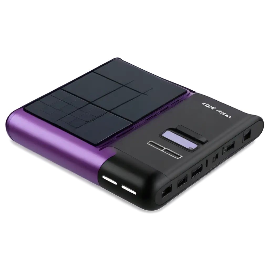 HighQuality-PNG-Image-of-a-Purple-and-Black-Power-Bank-with-Solar-Charger-and-Fast-Charging-Ports