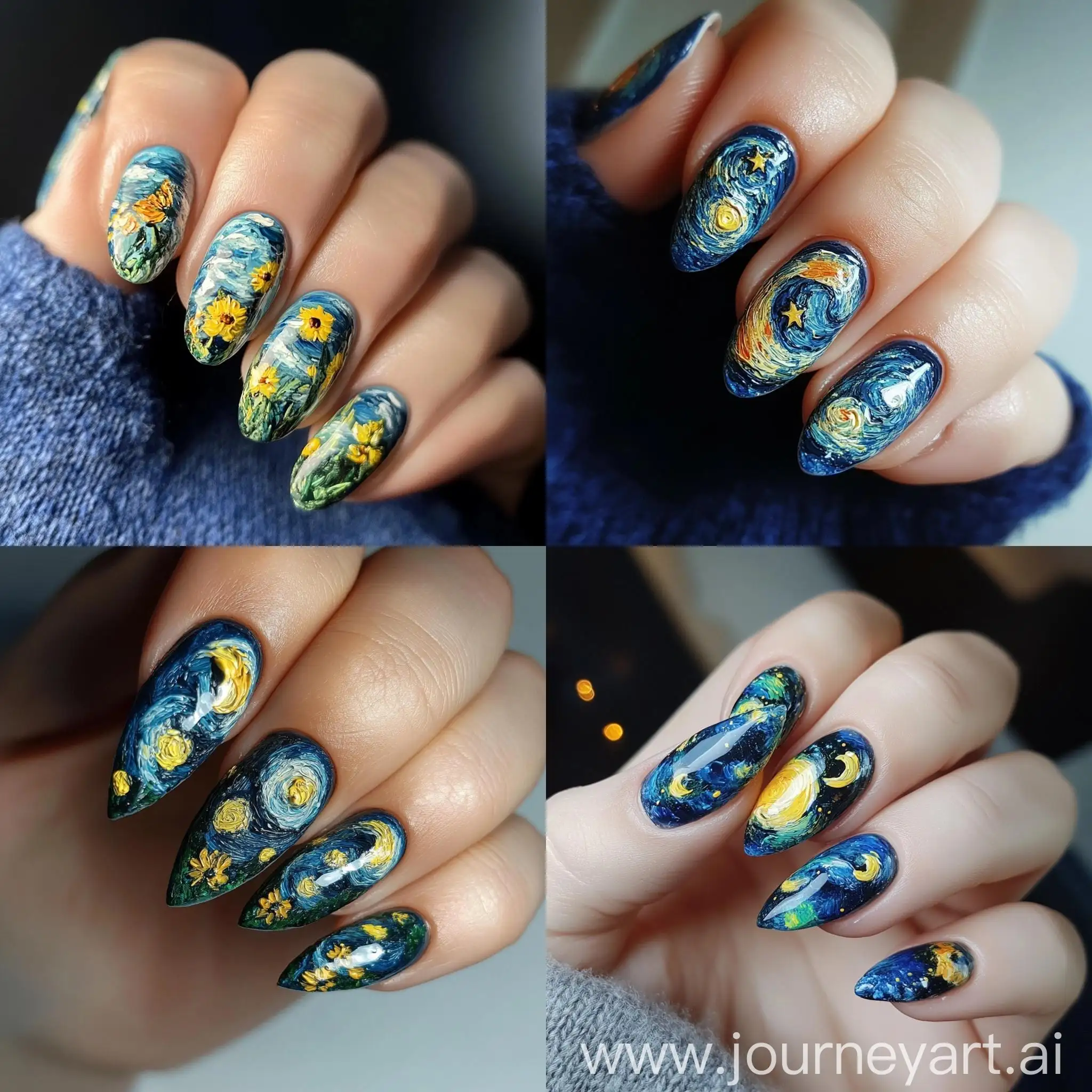 Van-Gogh-Inspired-Manicure-with-Asterisk-Design