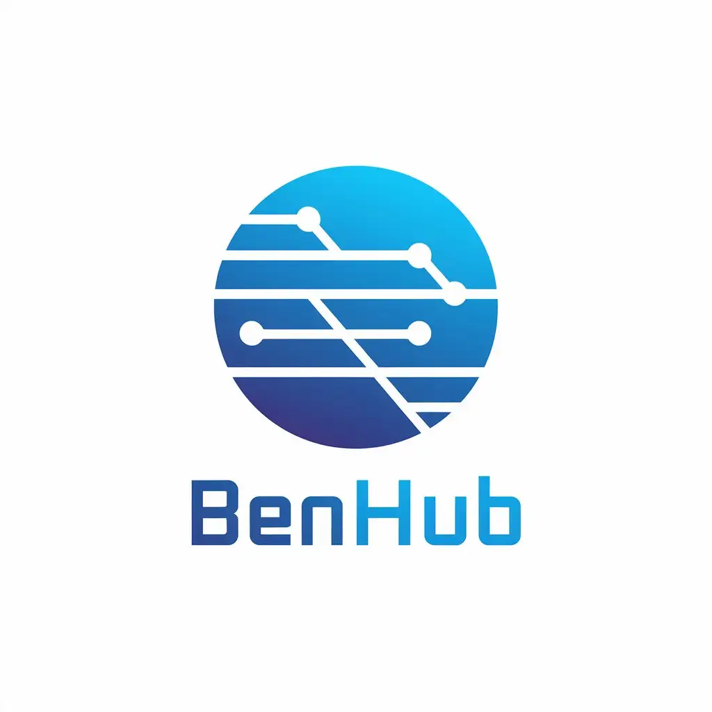 a vector logo design,with the text "benhub", main symbol:a vector logo design, Media, Website, service, Premium, blue gradient,Moderate,be used in Technology industry,clear background