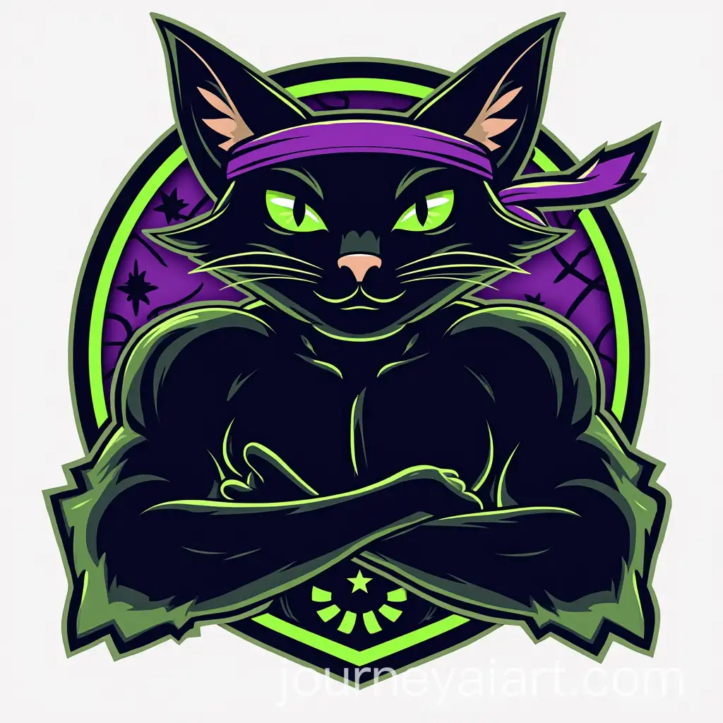 Muscle-Black-Cat-Logo-with-CrossFit-Headband-and-Dio-Tome-Text-in-Retro-90s-Style