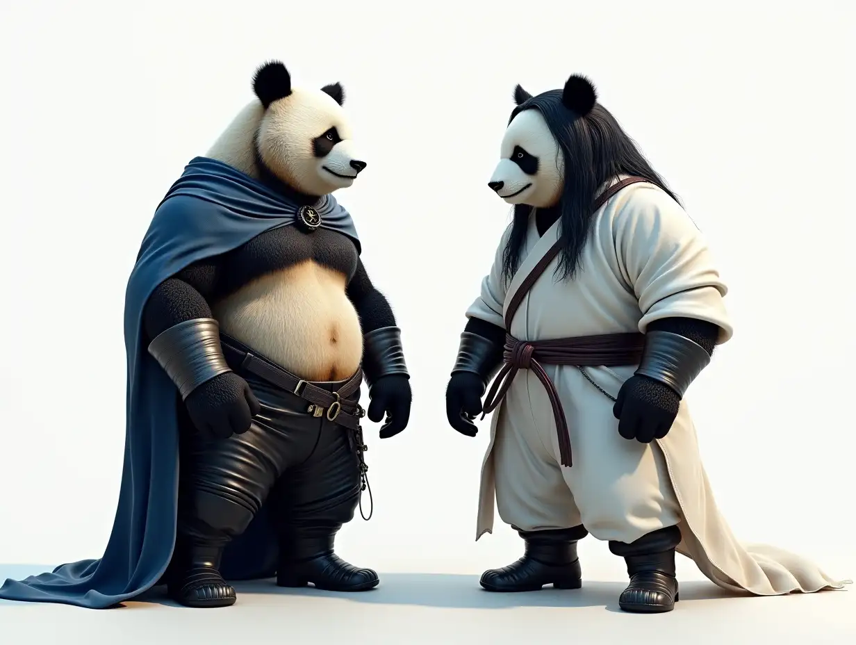 Two-Fat-Pandas-in-Epic-Warrior-and-Ancient-Chinese-Attire-Facing-Each-Other