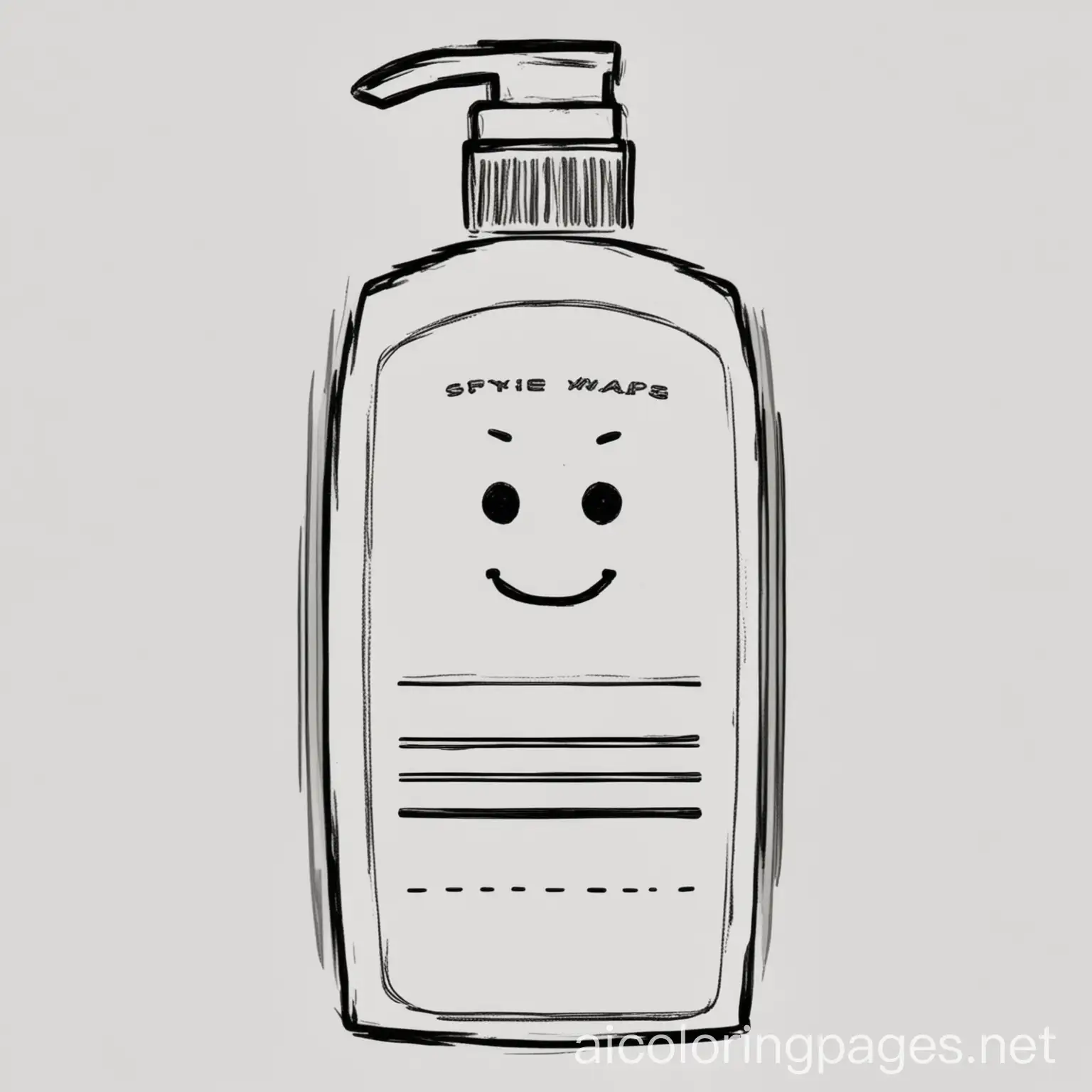 body wash taken literally, Coloring Page, black and white, line art, white background, Simplicity, Ample White Space. The background of the coloring page is plain white to make it easy for young children to color within the lines. The outlines of all the subjects are easy to distinguish, making it simple for kids to color without too much difficulty