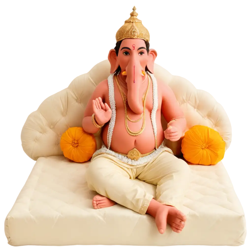 Ganpati Bapapa sitting on Bed Mattress or Sofa with Modak