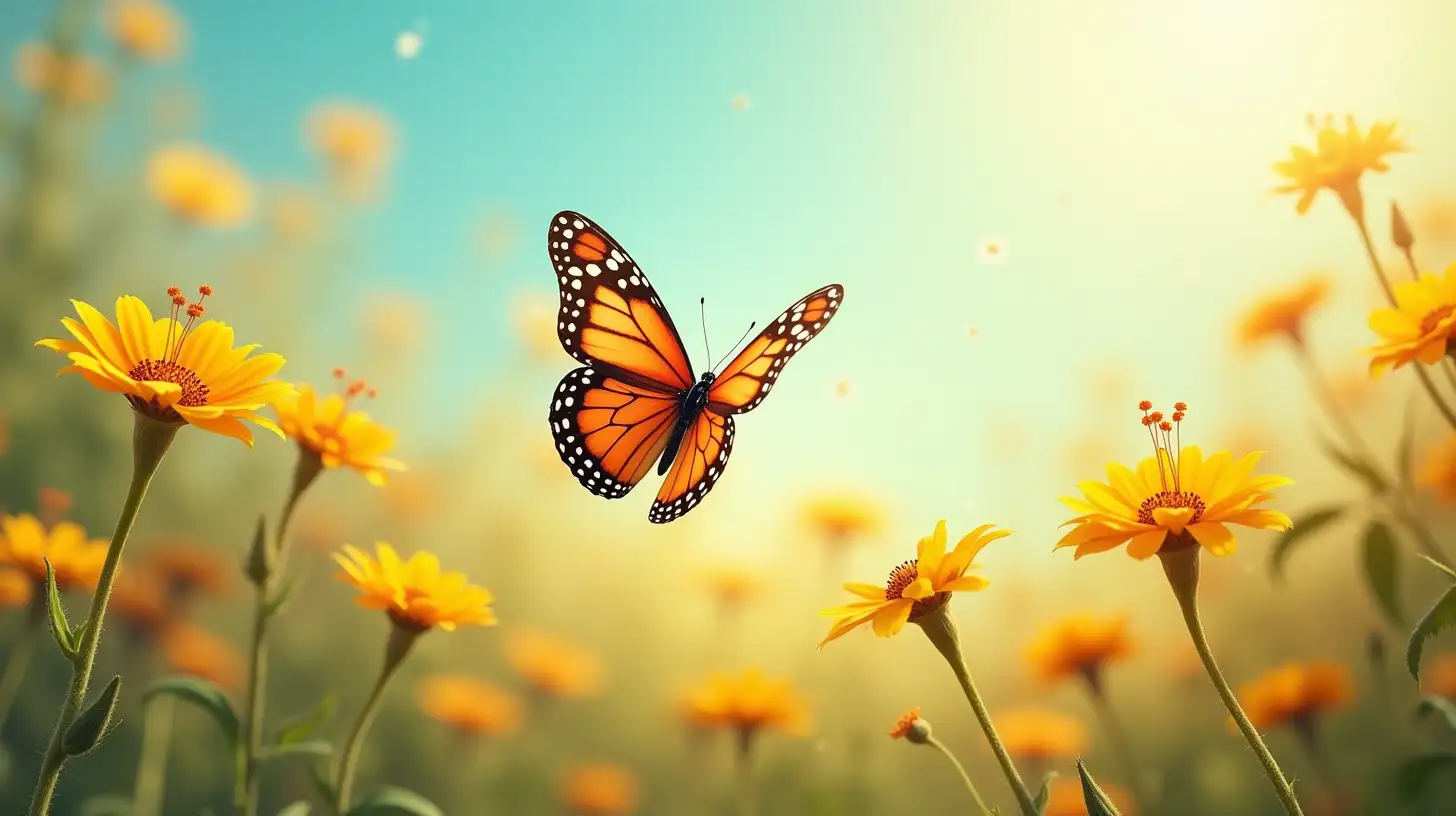 Colorful Butterfly Exploring Flower Garden