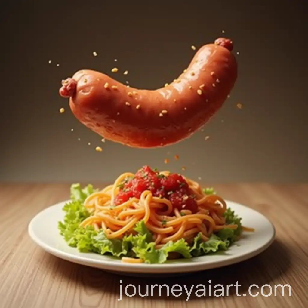Delicious-Flying-Sausage-on-Plate