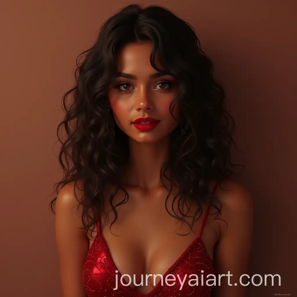 Indian-Girl-in-Cocktail-Dress-with-Red-Lipstick-Photorealistic-Style