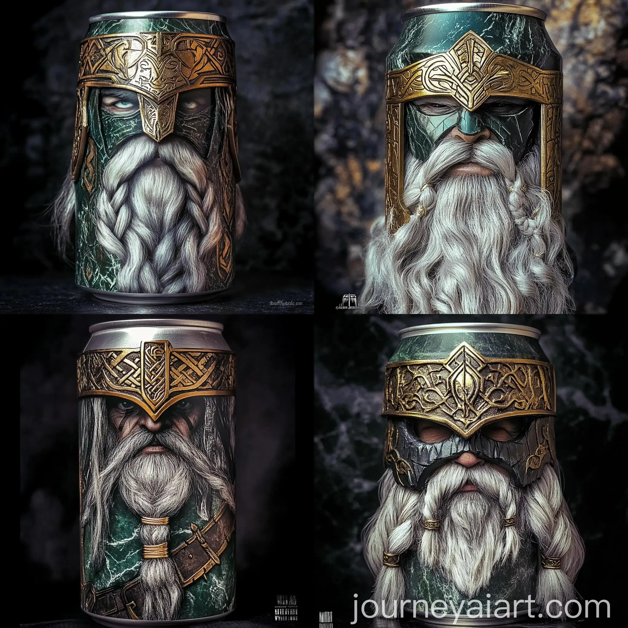Dwarf-Warrior-with-Beer-Can-in-LOTR-Style-Marble-Green-and-Gold-Colors
