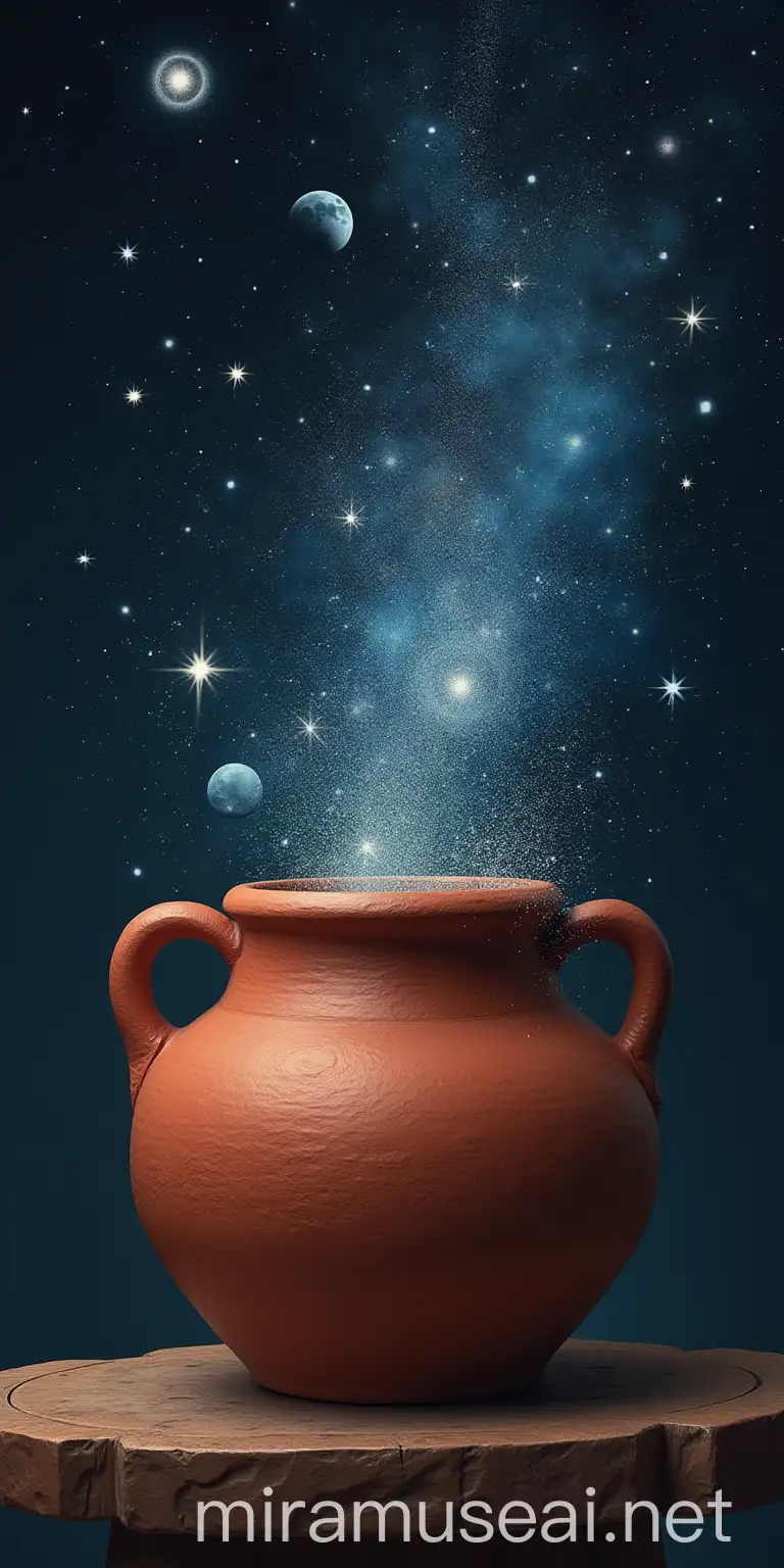 Clay Pot Containing Galaxies and Stars