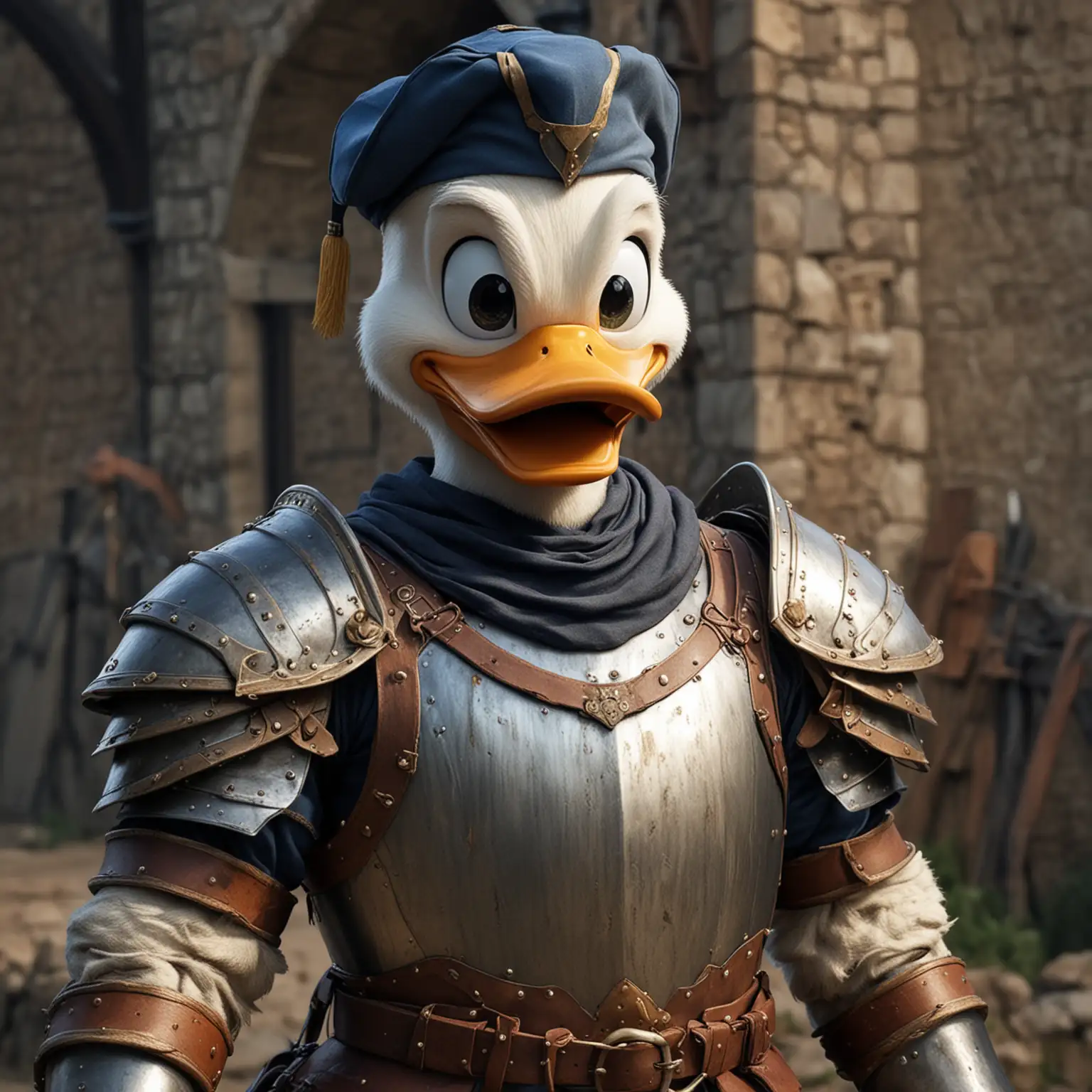 Realistic-Medieval-Armor-Donald-Duck-Character-Illustration