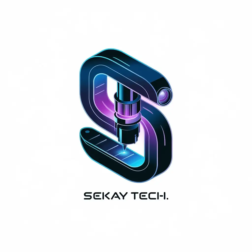 LOGO Design For SEKAY Tech Futuristic Purple Blue with 3D Laser Scanner and Printer Nozzle