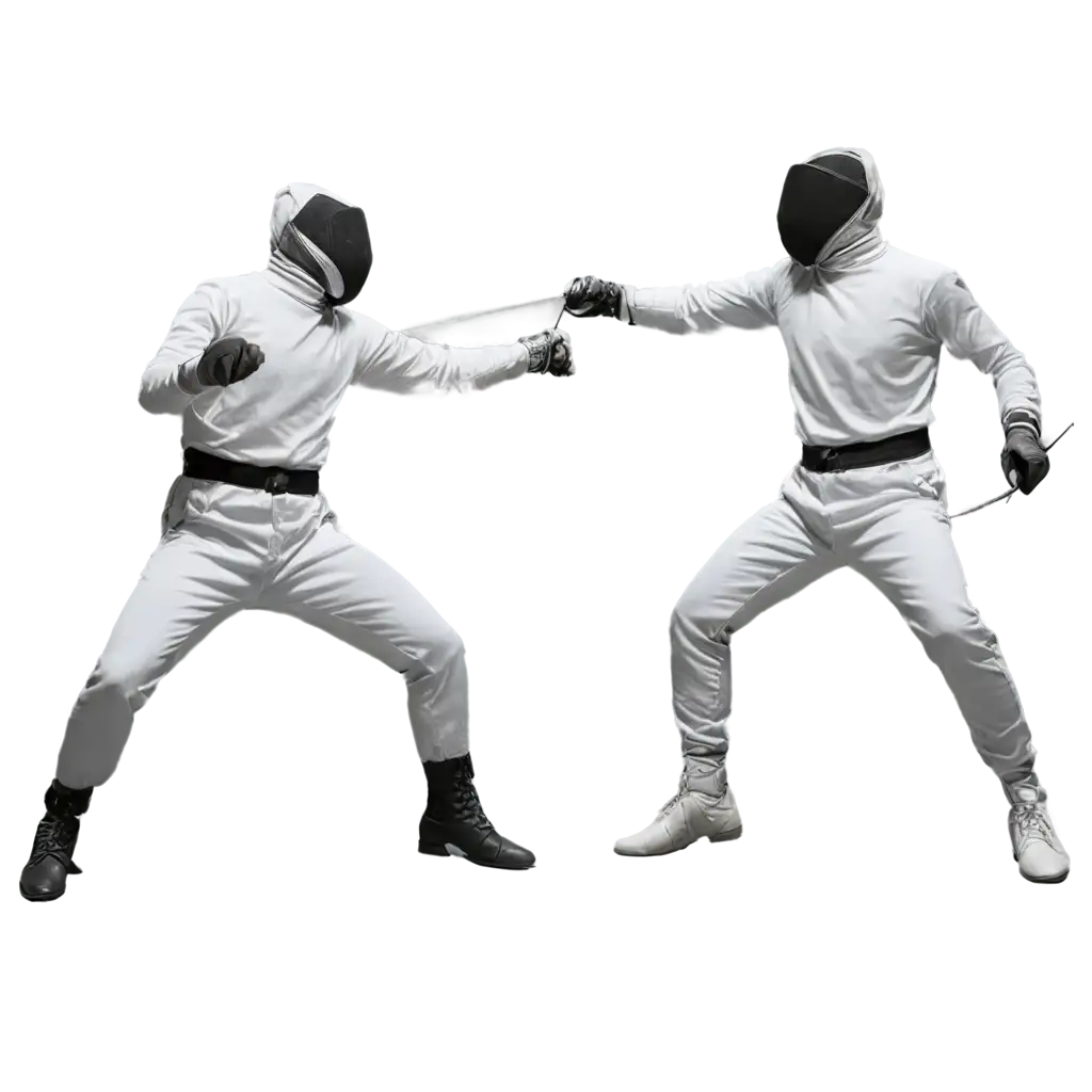 Dynamic-Fencing-Fighting-Each-Other-Drawing-PNG-Intriguing-Battle-Scene-Illustration