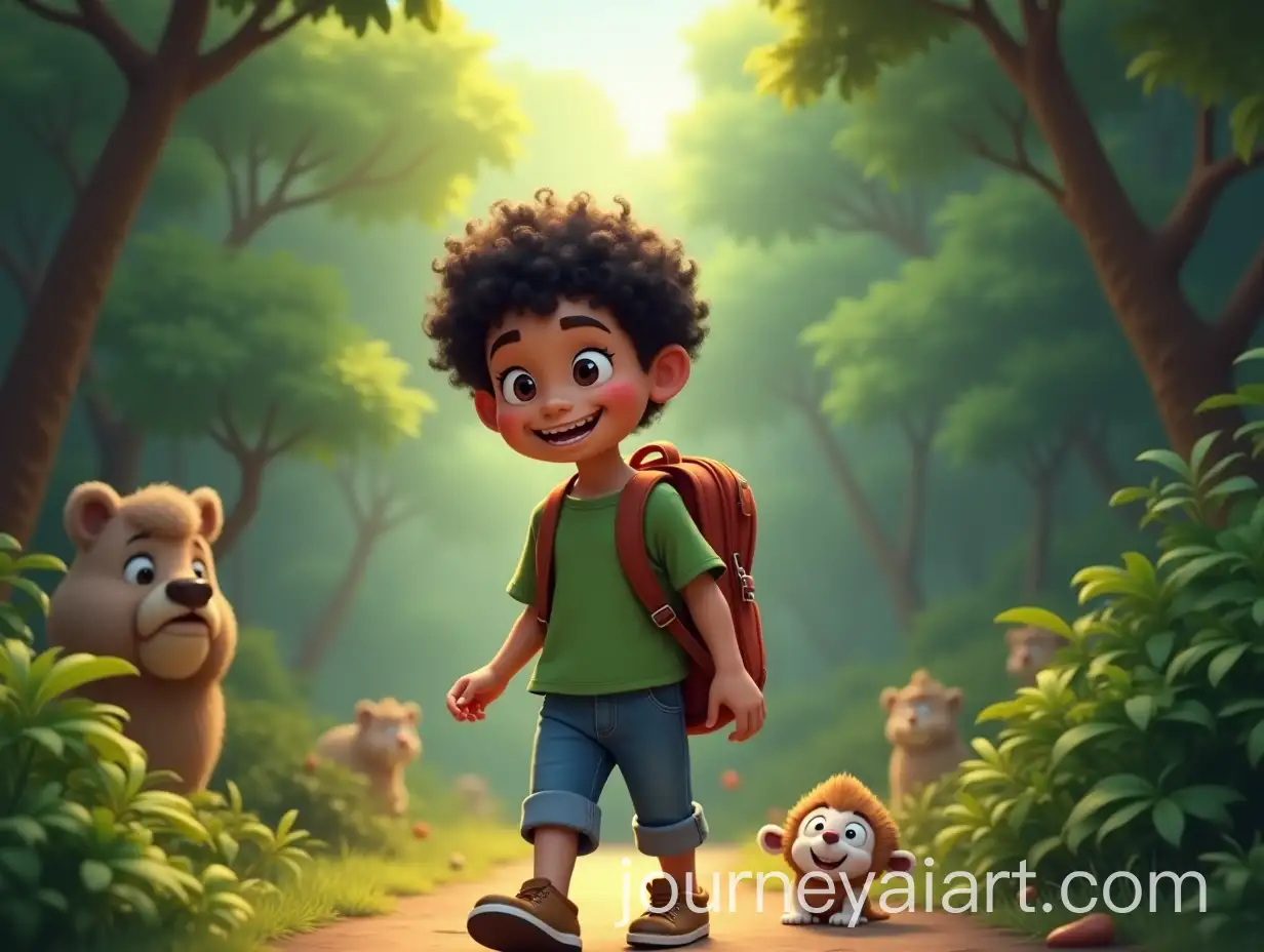 Joyful-Boy-Exploring-Jungle-Surrounded-by-Animals