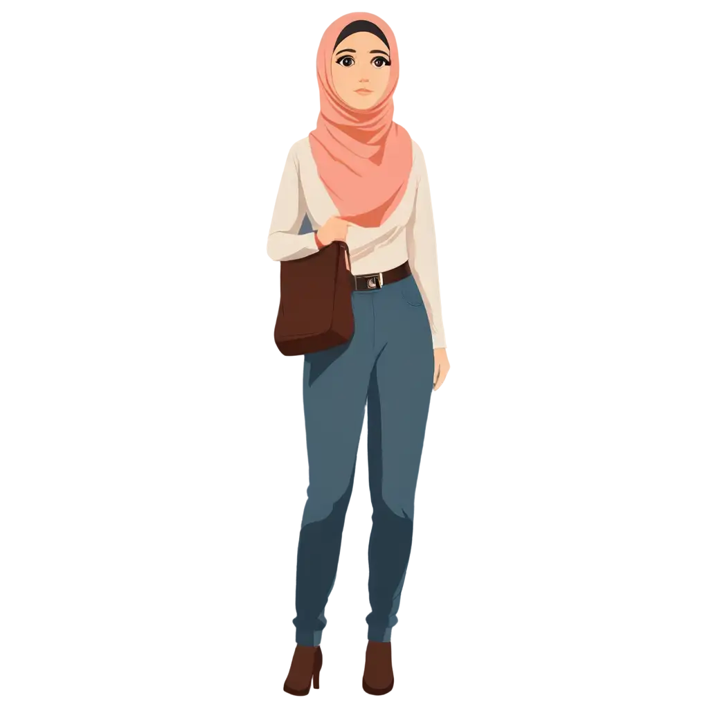 Vector-Flat-Design-Muslim-Woman-in-Hijab-and-Casual-Attire-PNG-Image