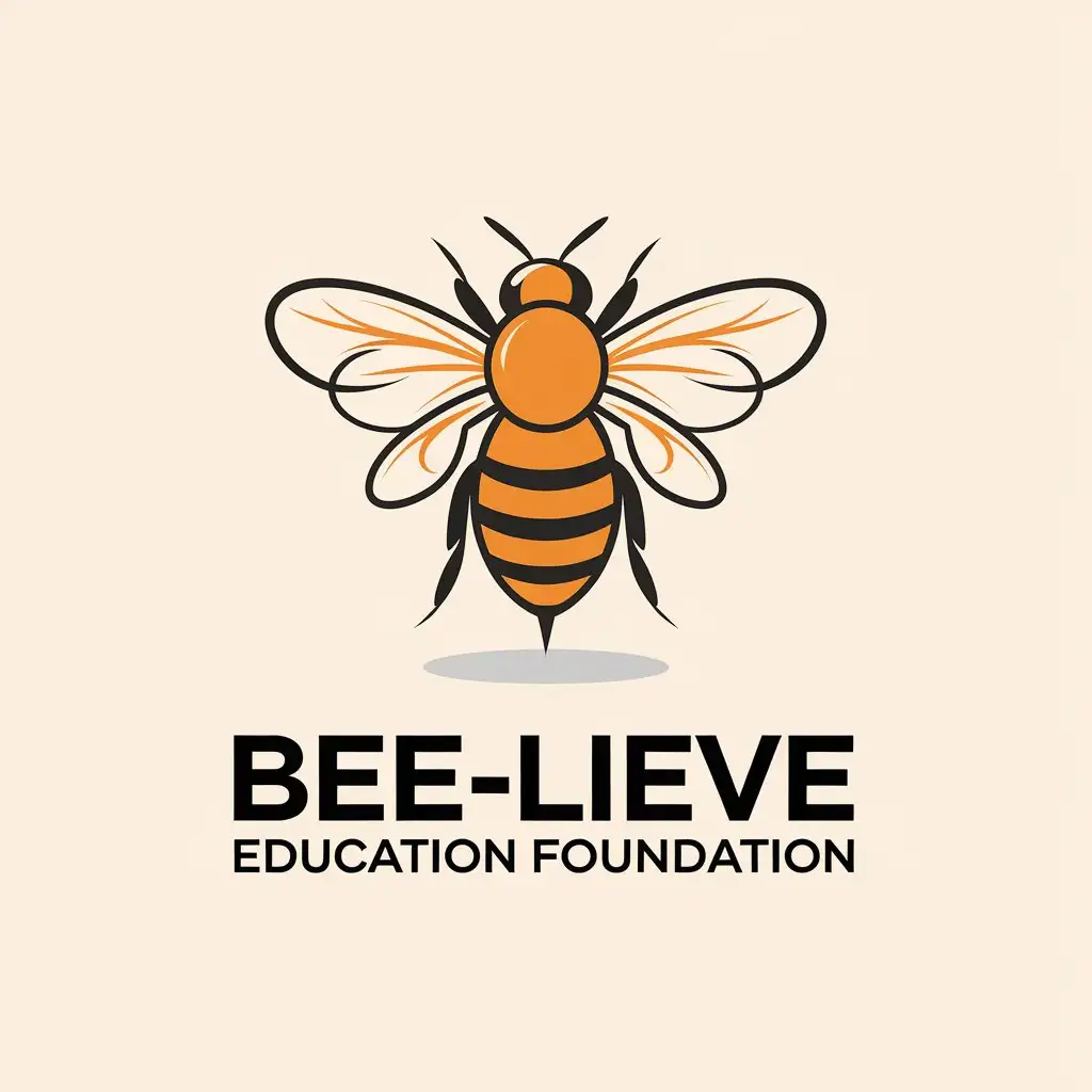 LOGO Design for Beelieve Education Foundation Minimalistic Honey Bee Symbol with Clear Background