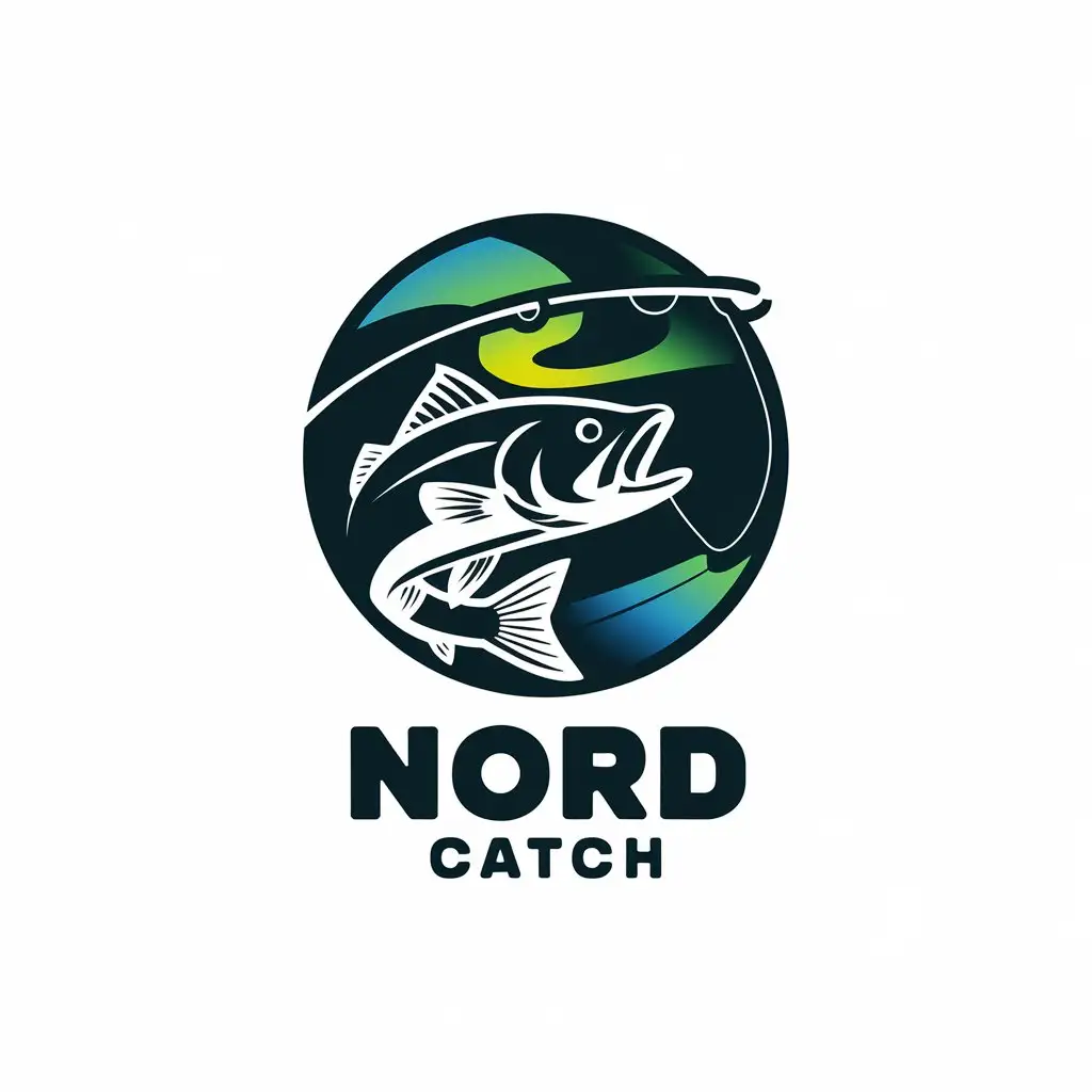 LOGO Design for Nord Catch Fish Hook and Northern Lights Theme