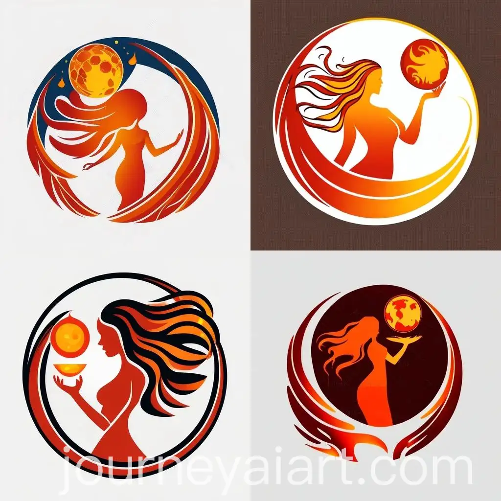 Innovative-Logo-Design-Elegant-Woman-Holding-Earth-in-Flamelike-Silhouette