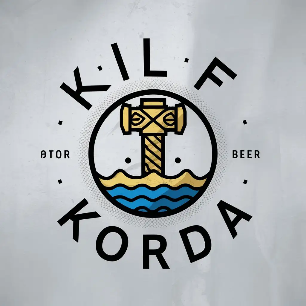 LOGO Design for Kilf Korda Medieval Dwarf Style with Hammer and Water Theme