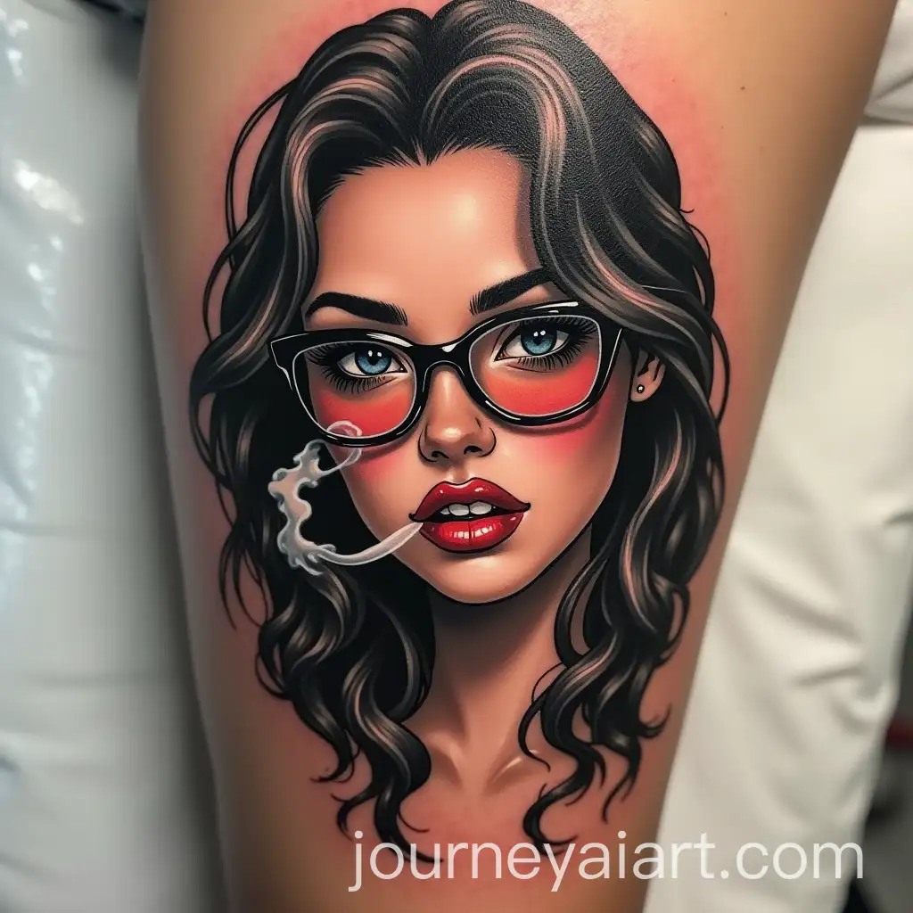Chicano-Girl-Tattoo-Design-with-Smoke-and-Glasses