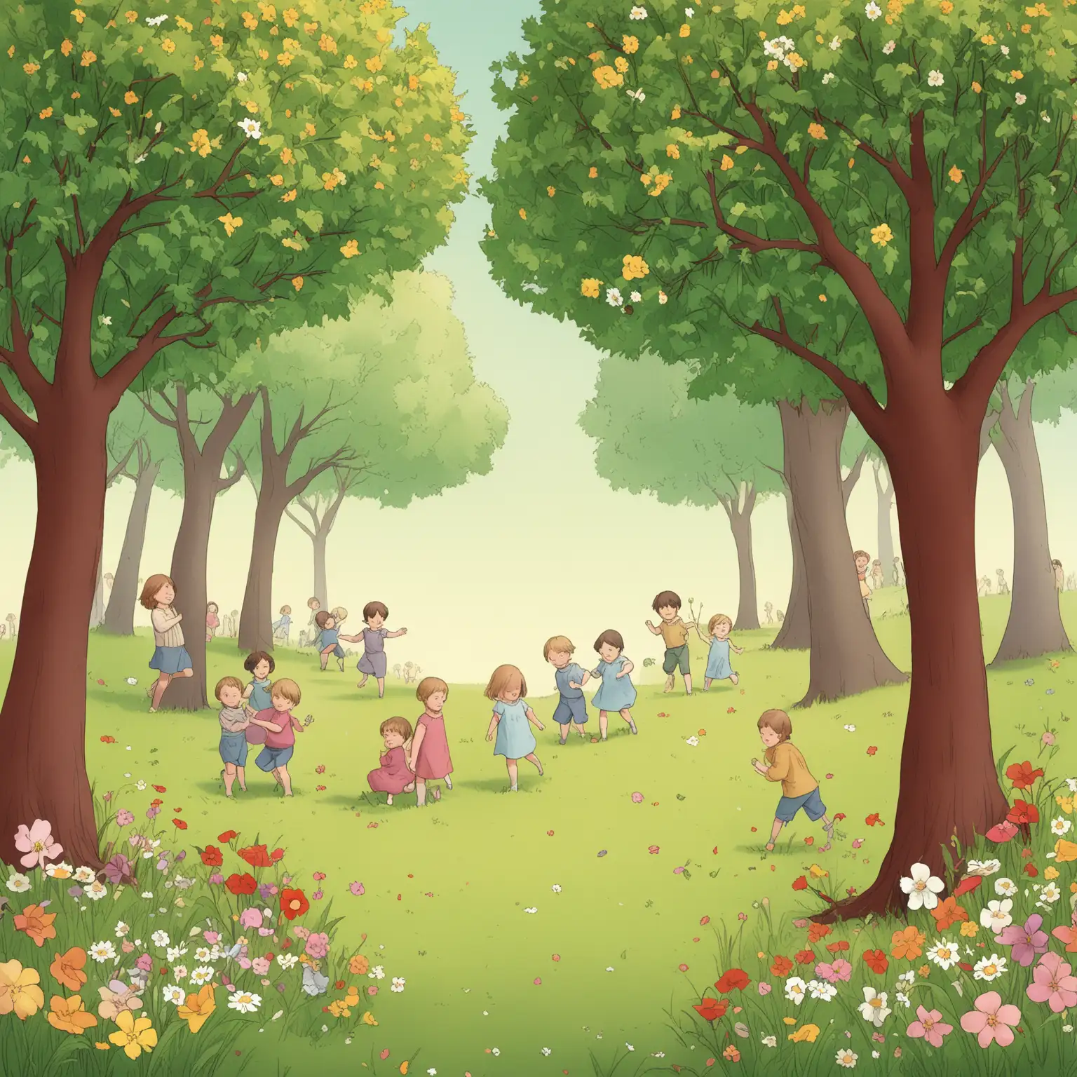 Collection-of-Essays-Cover-Children-Playing-in-Nature-with-Trees-and-Flowers