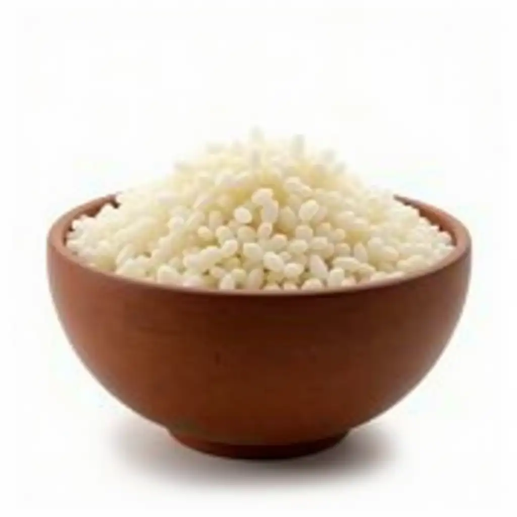 hand pounded rice kept on a earthen vessel; transparent background