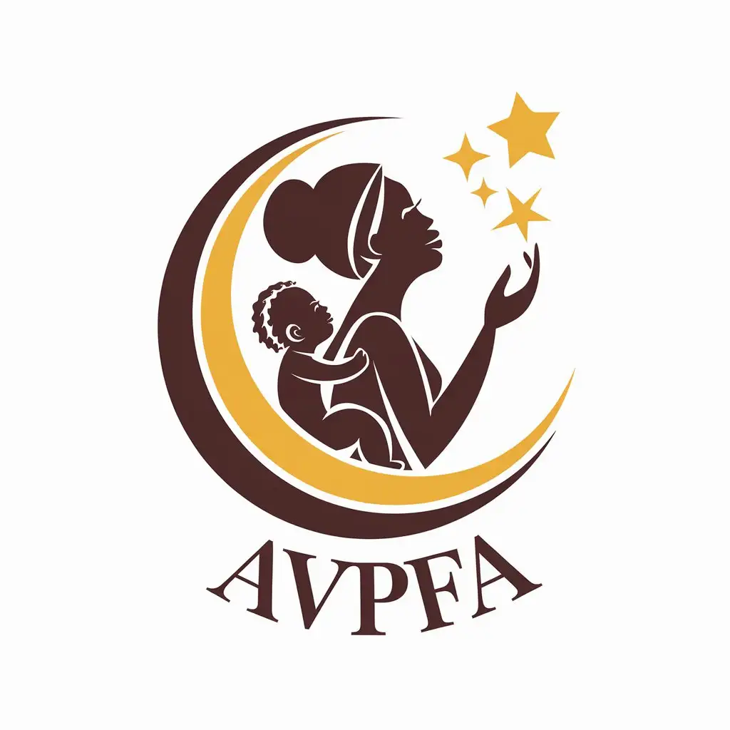 LOGO Design for AVPFA African Mother with Baby and Twinkling Yellow Star Theme