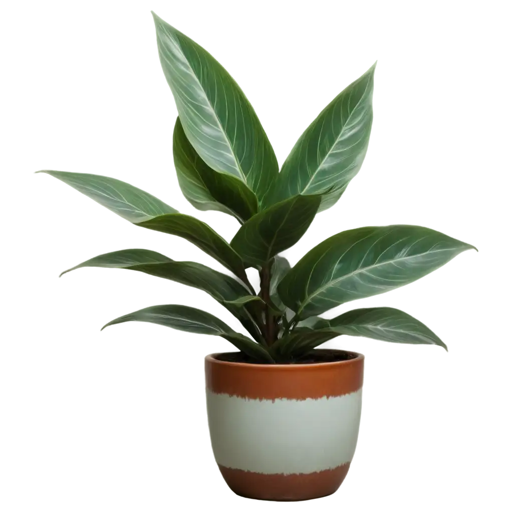 beautiful green plant with wide sweeping leaves in a pot