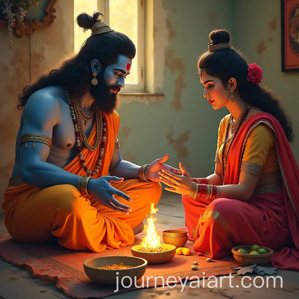 Bhagwan-Vishnu-and-Bhagwan-Shiv-Requesting-Mata-Lakshmi-and-Mata-Parwati-to-Have-a-Son
