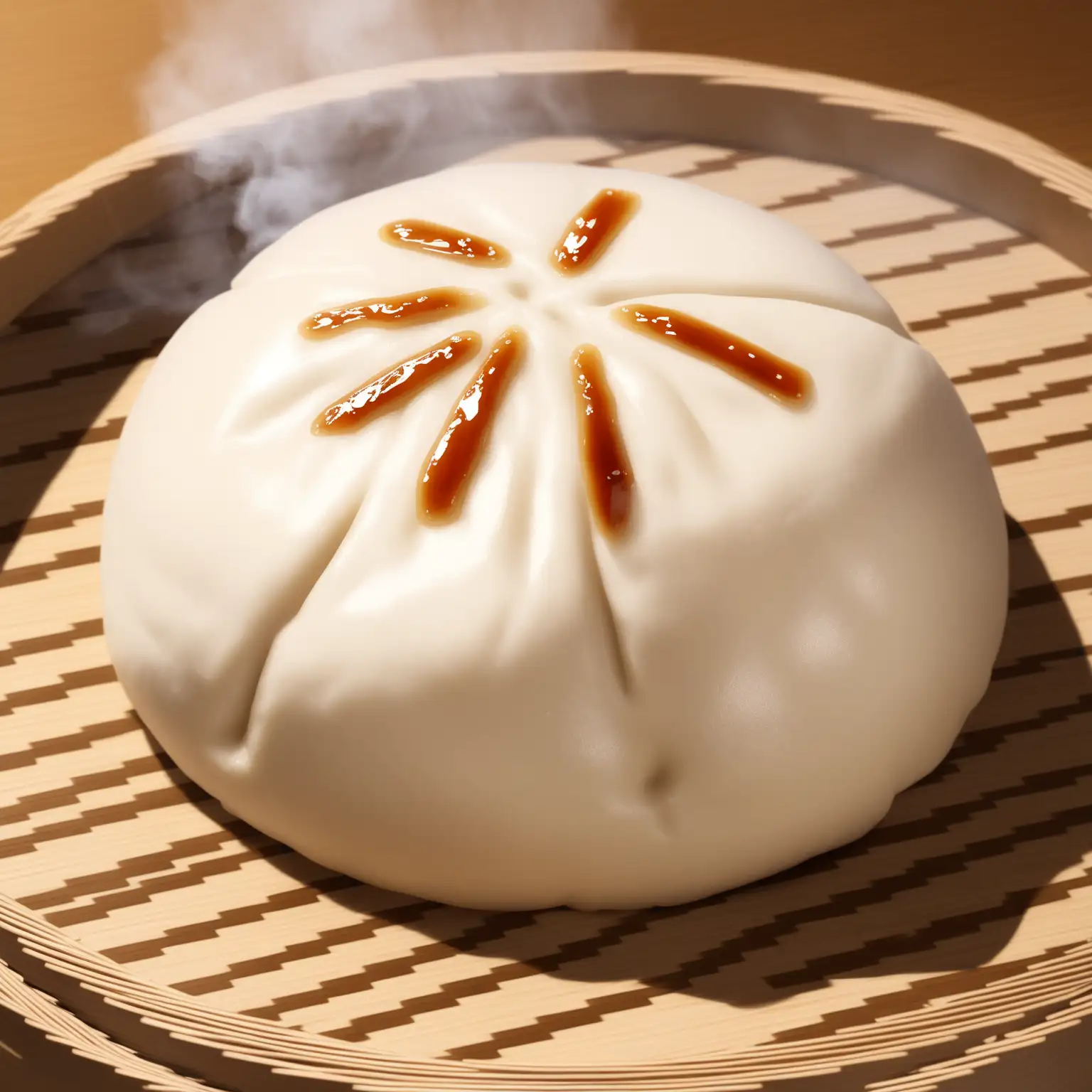 Steamed-Bun-on-a-Wooden-Plate-with-Soft-Texture