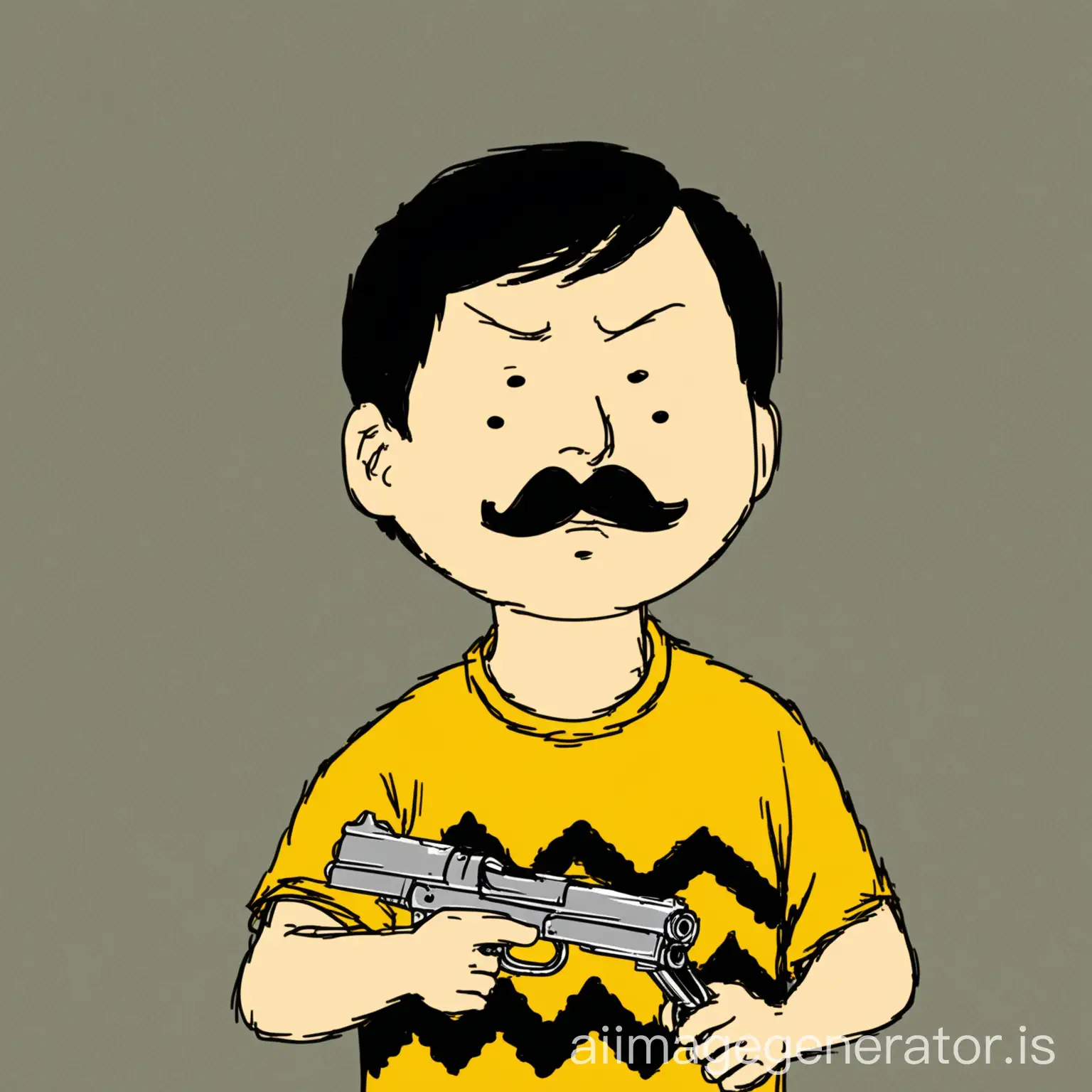 Ken-Jeong-Parody-Character-in-Charlie-Brown-Style-HoldingAI-Image-Prompt-Expansion-Gun