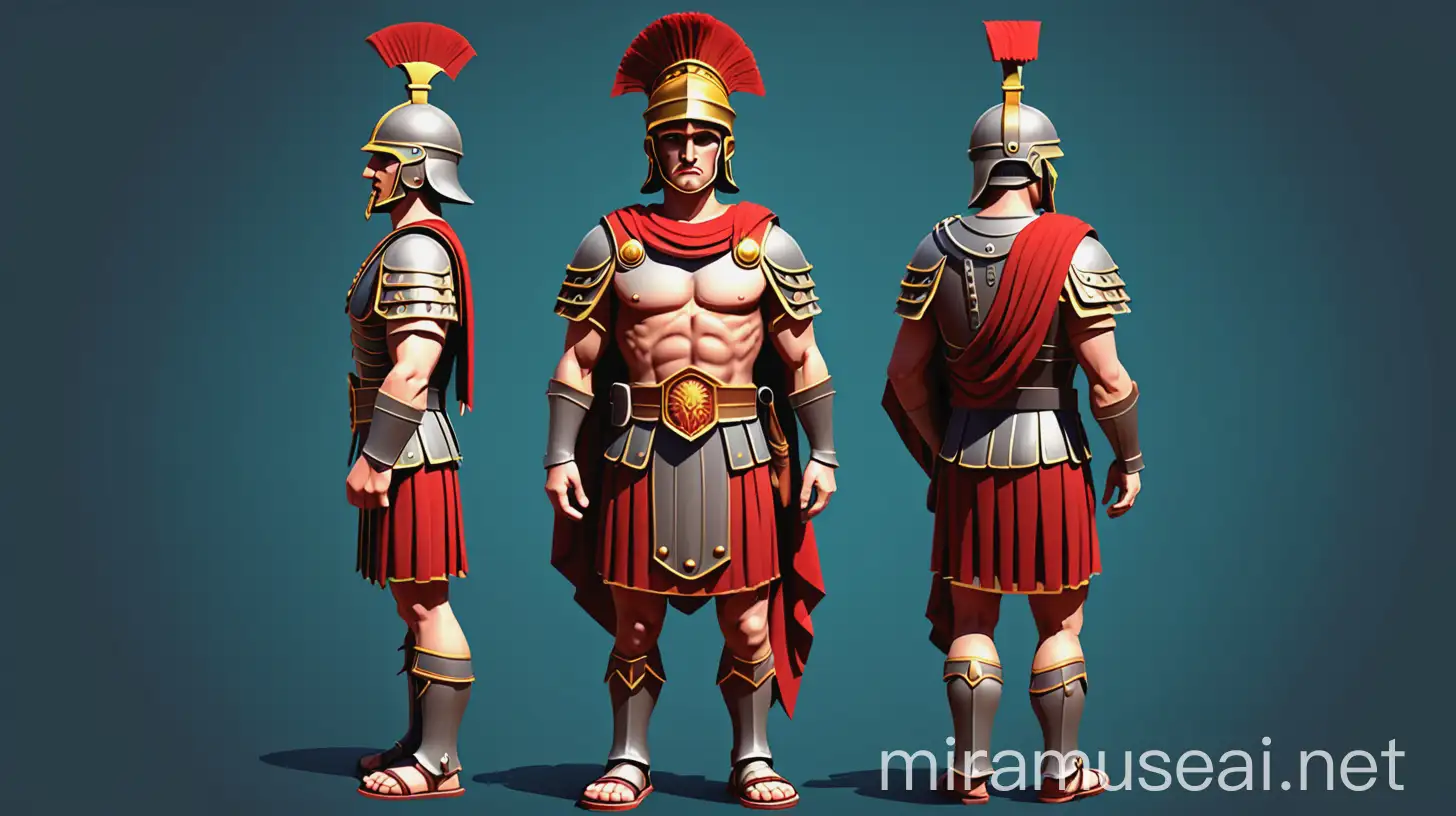 Ancient Rome Legion Soldier Cartoon for Isometric Game