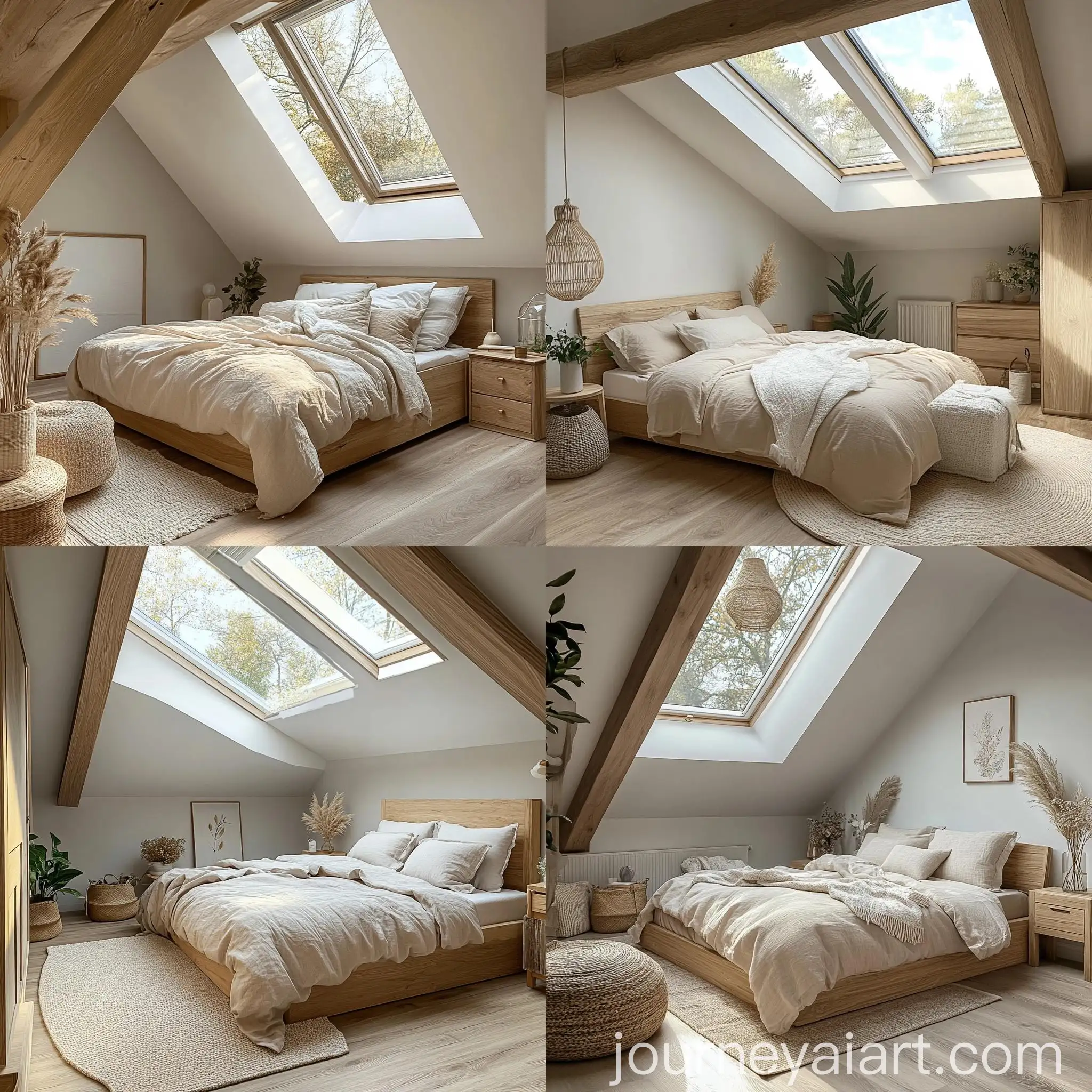 Bright-Attic-Bedroom-with-Skylights-and-Minimalistic-Decor