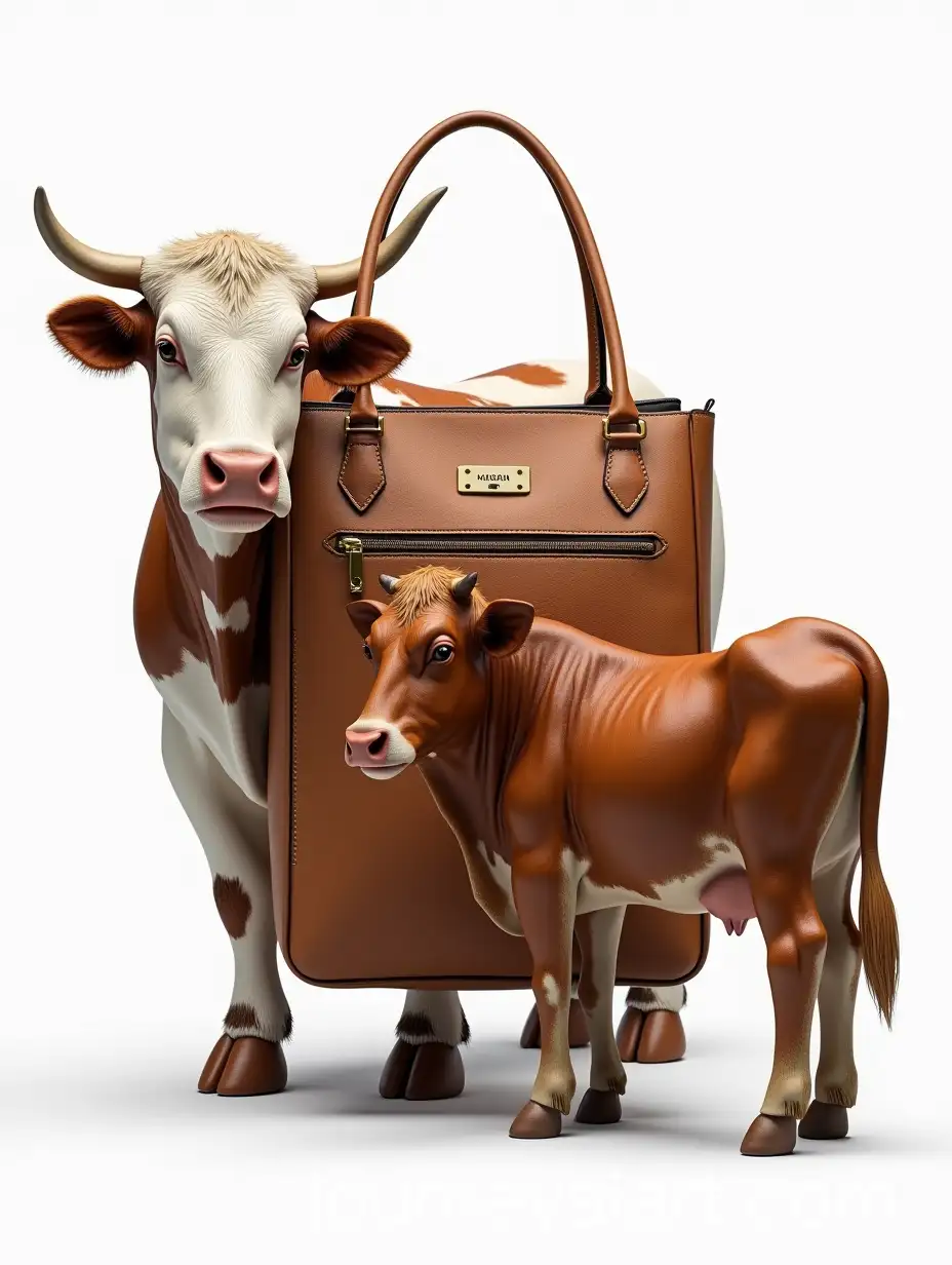 Luxury-Cowhide-Leather-Handbag-with-Realistic-Cow-Companion