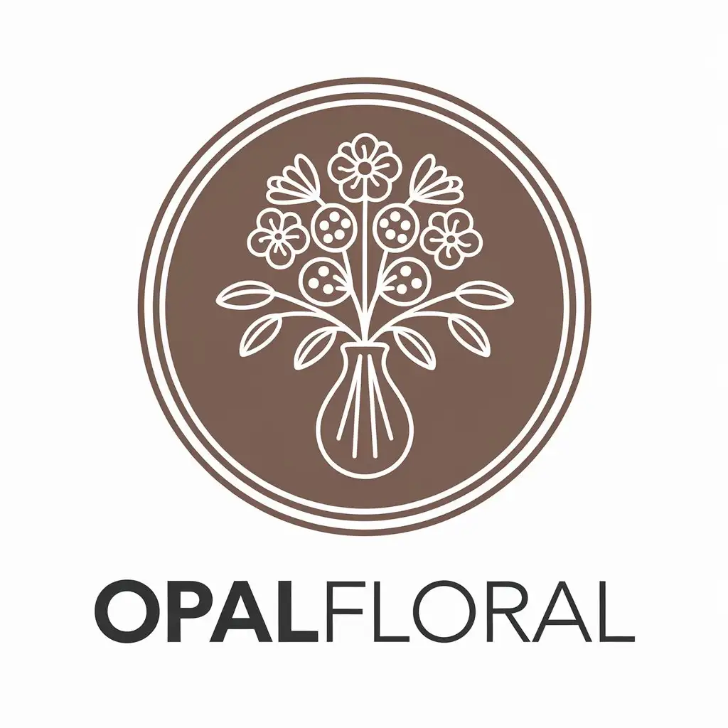 a vector logo design,with the text "OPALFLORAL", main symbol:flower bouquet vase,Moderate,be used in Home Family industry,clear background