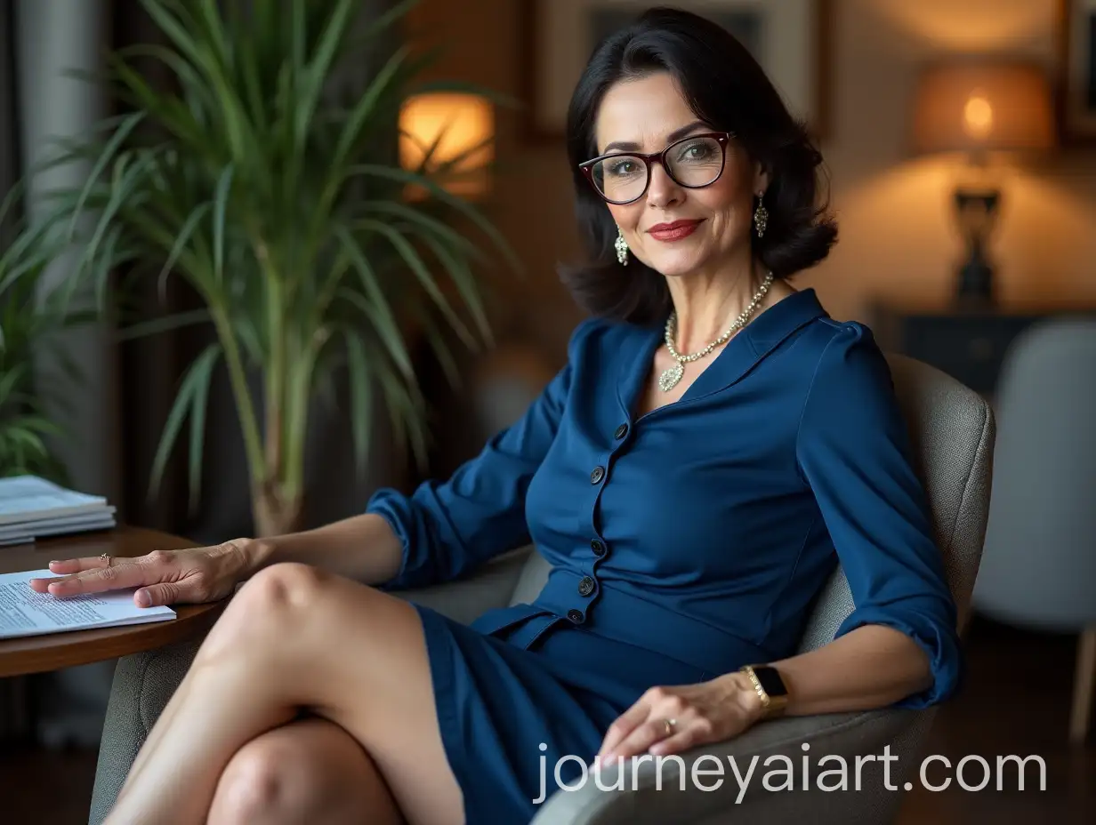 Elegant-70YearOld-Woman-in-Blue-Dress-with-Stylish-Accessories