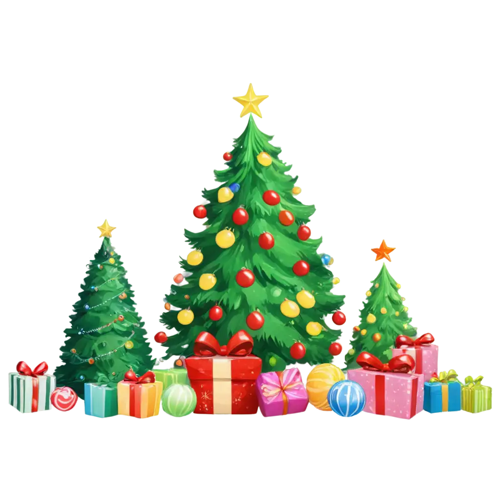 Green-Christmas-Tree-with-Toys-and-Candies-PNG-Perfect-for-Holiday-Celebrations-and-Designs