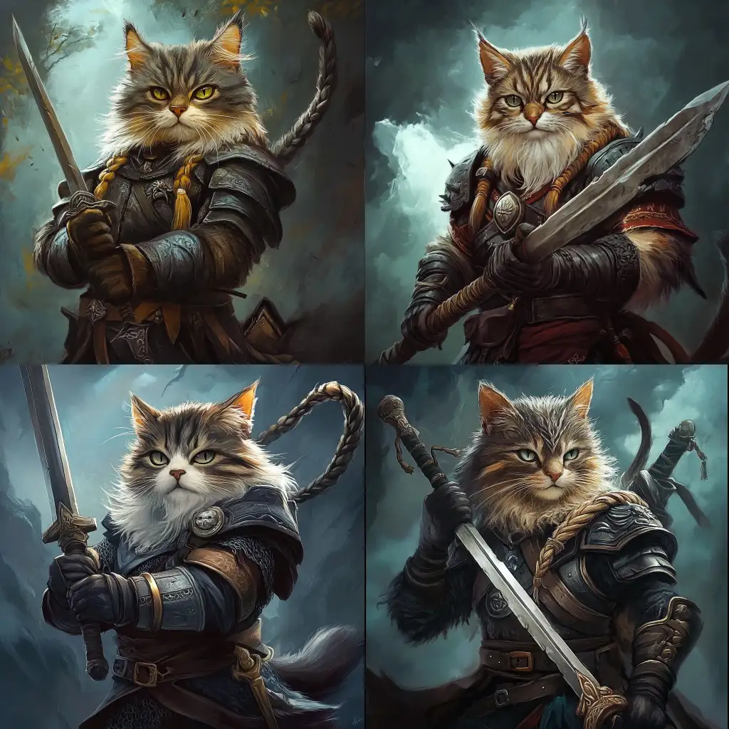 Humanoid-Cat-Paladin-with-Longspear-and-Braided-Beard-in-Fantasy-Armor