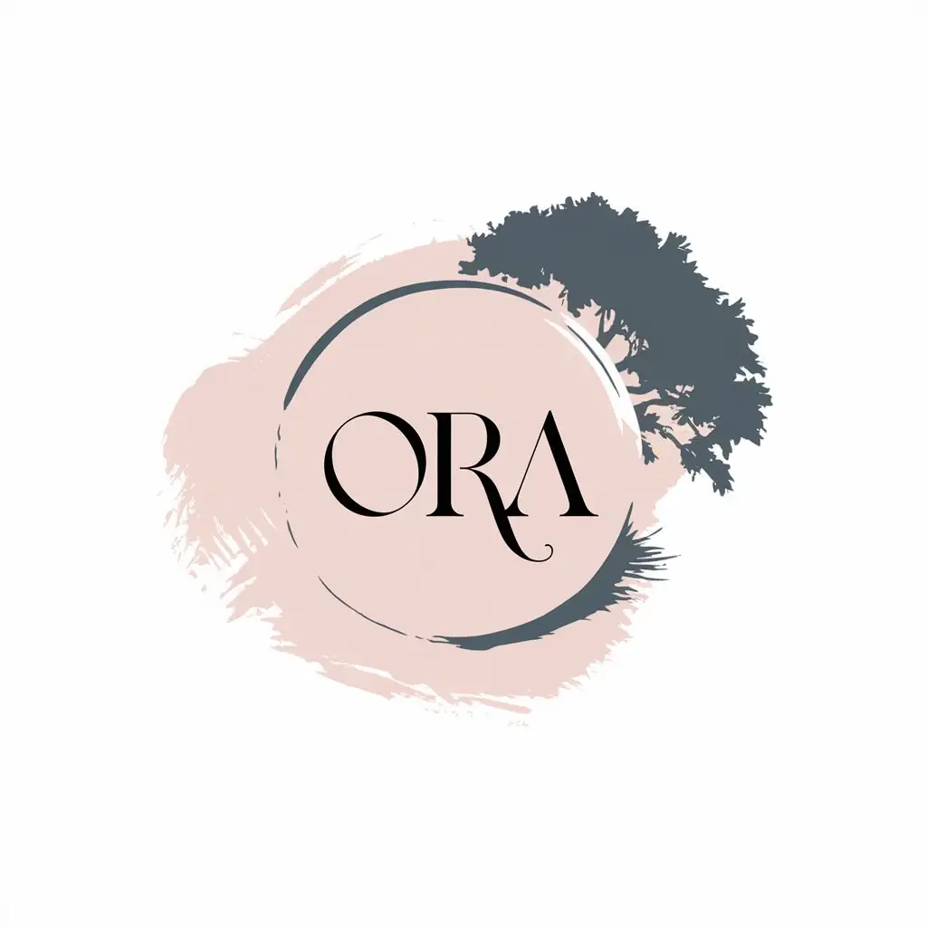 LOGO Design for Ora Soft Blush Pink Charcoal Gray with Nature and Tree Symbolism for Cosmetic Beauty Brand