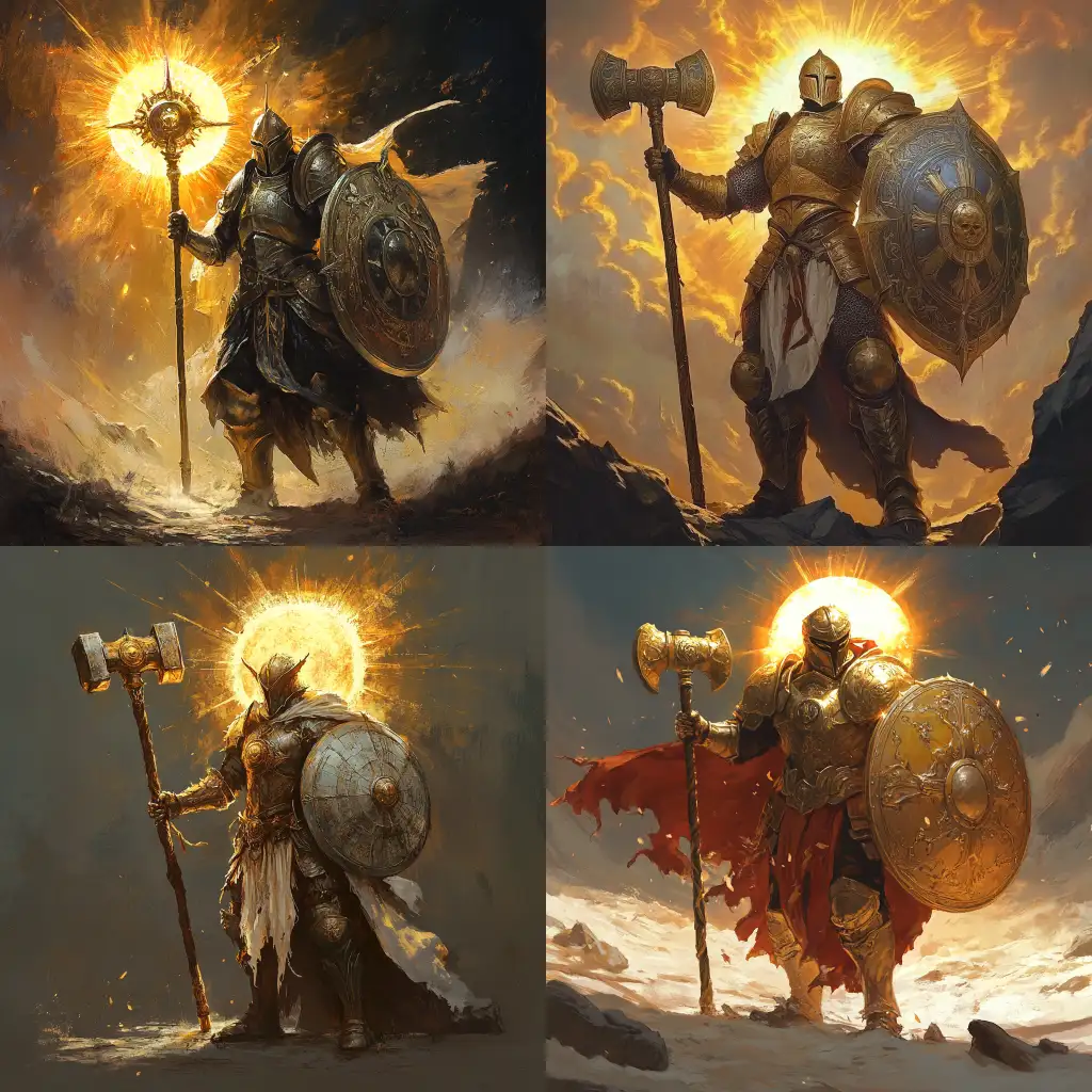 Sun-Paladin-with-Huge-Shield-and-Heavy-Hammer-in-Dramatic-Battle-Stance