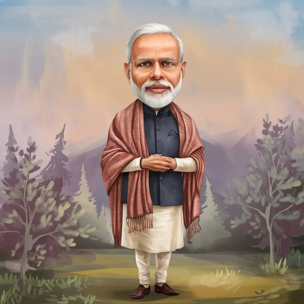 Caricature of narendra modi, full body