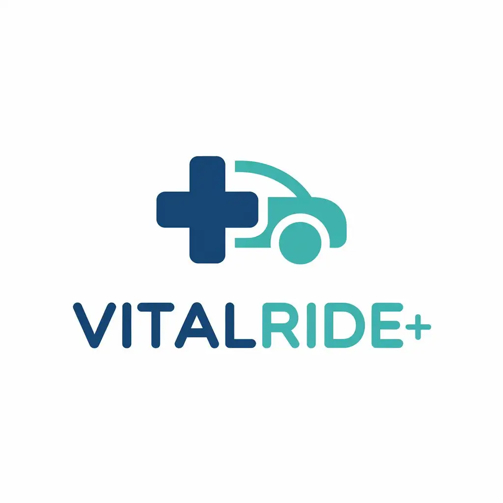 LOGO Design for VitalRide Medical Plus Sign Car Symbol for Healthcare Industry