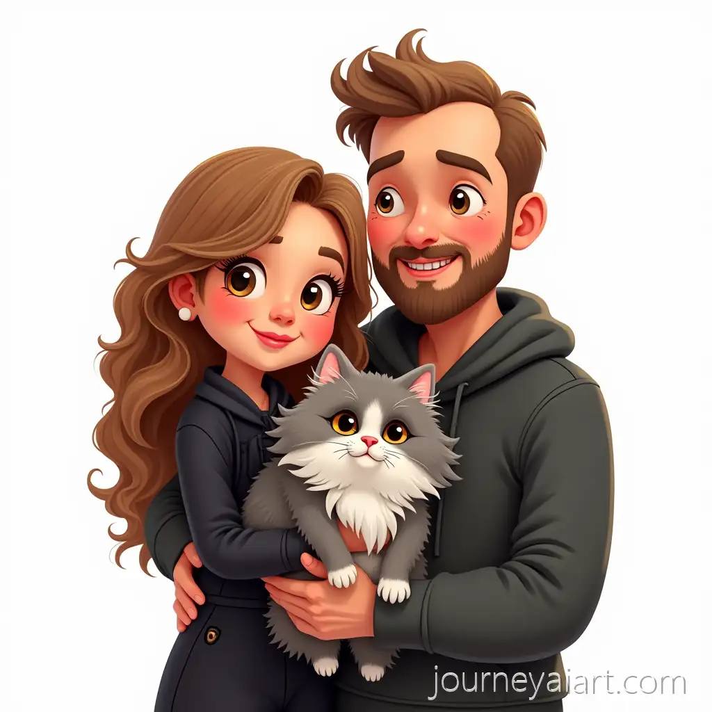 Family-Portrait-with-Persian-Cat-in-SemiRealistic-CartoonAI-Image-Prompt-Expansion-Style
