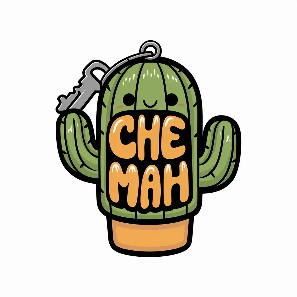 Handcrafted-Cactus-Keychain-with-CHE-MAH-Font-Design