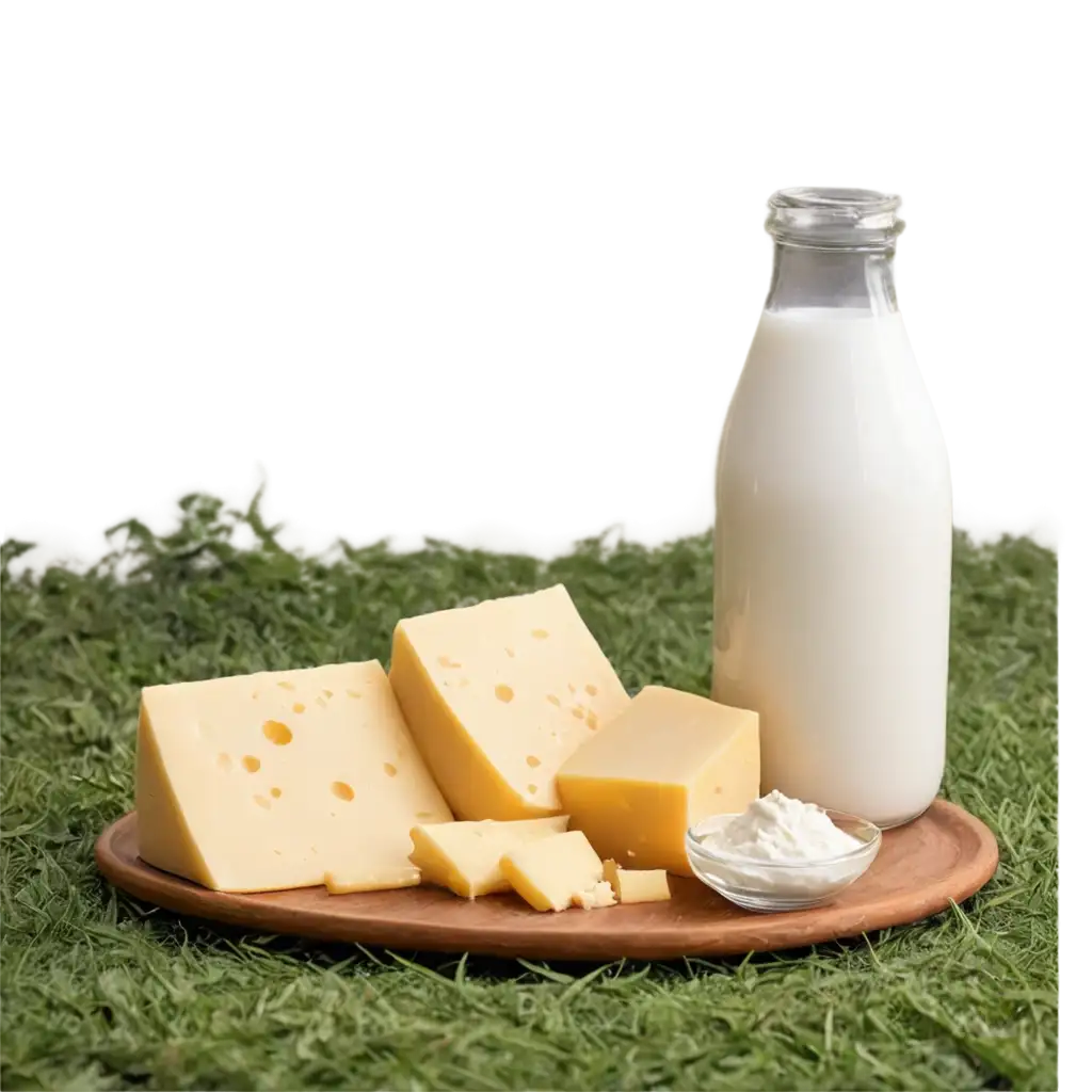 Milk-Derivatives-in-the-Forest-on-Rug-PNG-Image-Natural-Dairy-Products-in-an-Enchanting-Setting