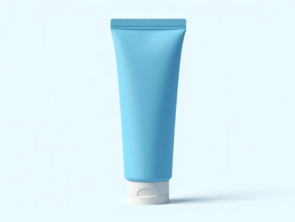 Mockup-of-Blue-and-Cream-Tube-Isolated-on-Transparent-Background