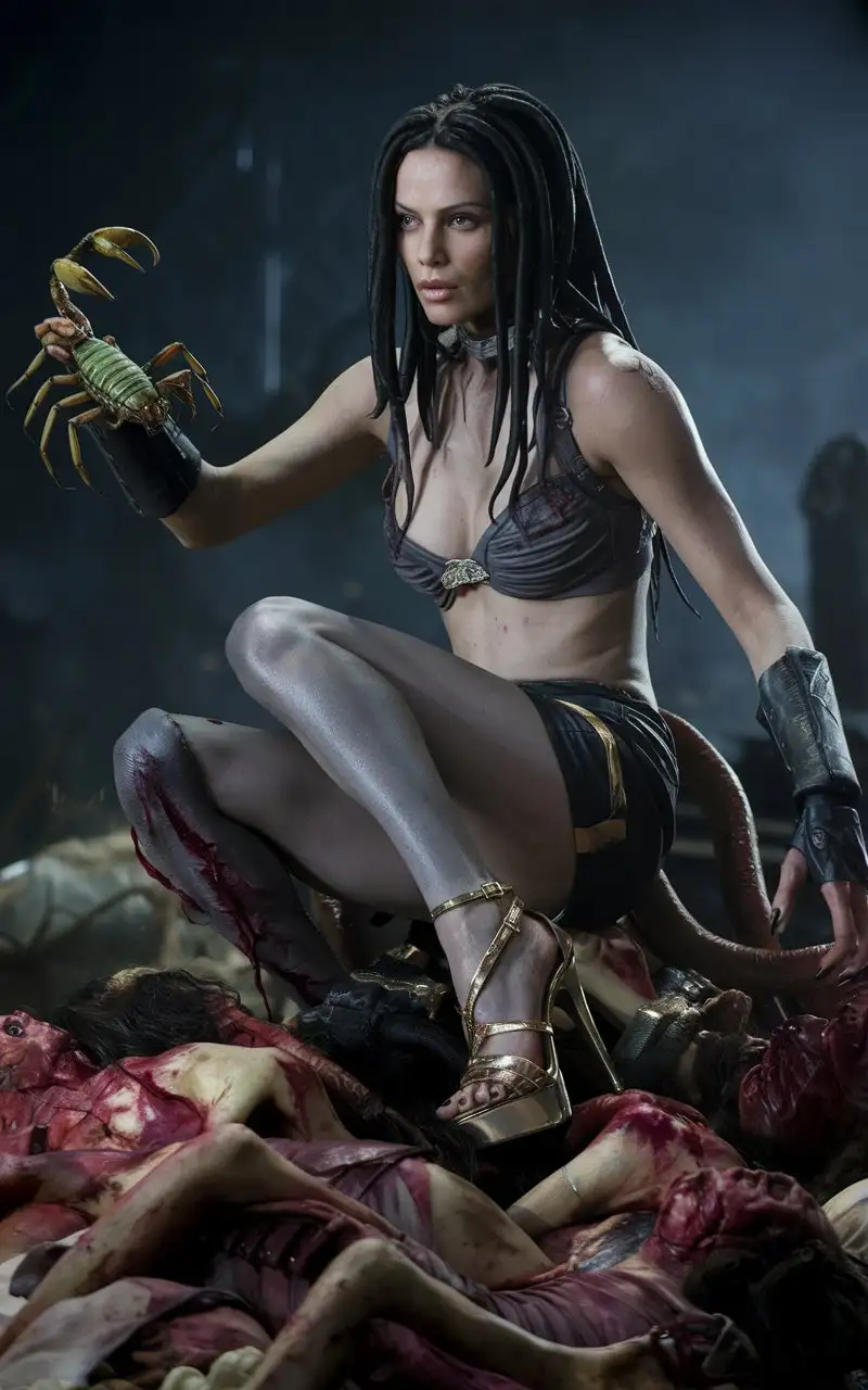 Female-Monster-with-Tentacles-and-Piercing-Gaze-Sitting-on-Pile-of-Corpses