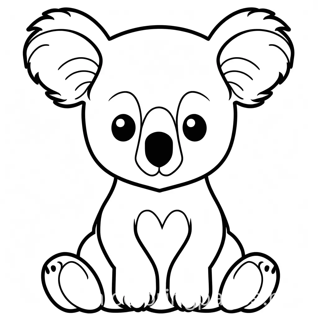 Simple-Black-and-White-Coloring-Page-of-a-Baby-Koala