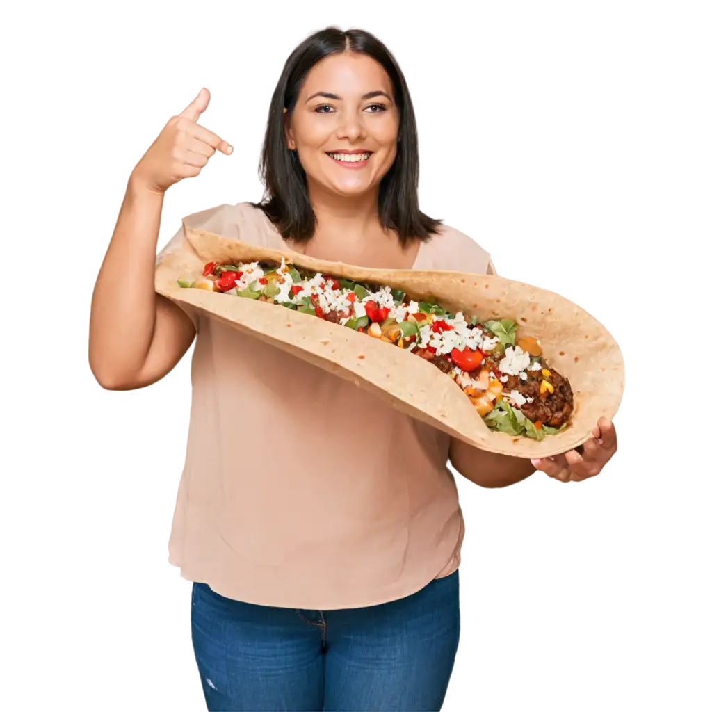 Smiling-Woman-Holding-a-Giant-4-Foot-Taco-PNG-Image-Delicious-and-Fun