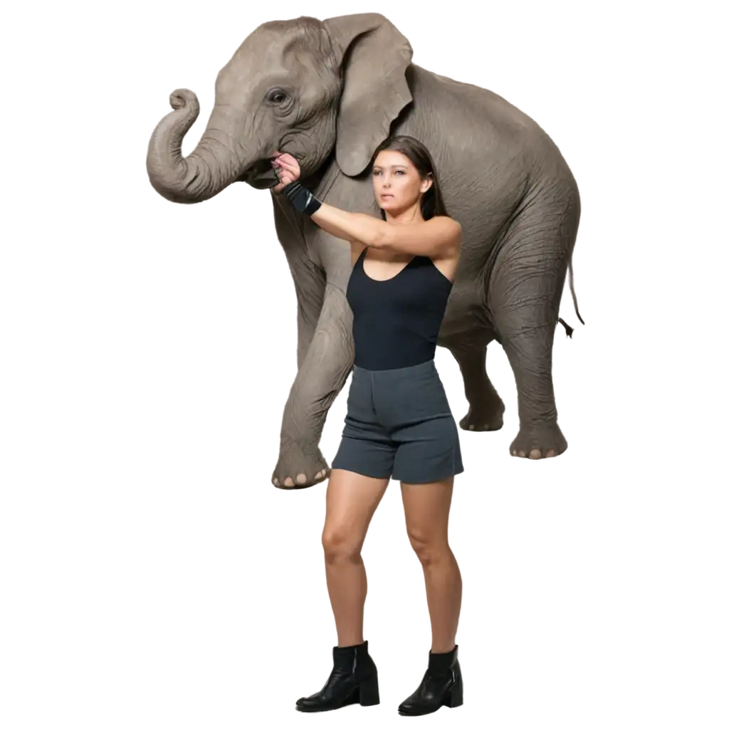 Create-a-PNG-Image-of-a-Woman-Lifting-an-Elephant-AI-Art-Prompt