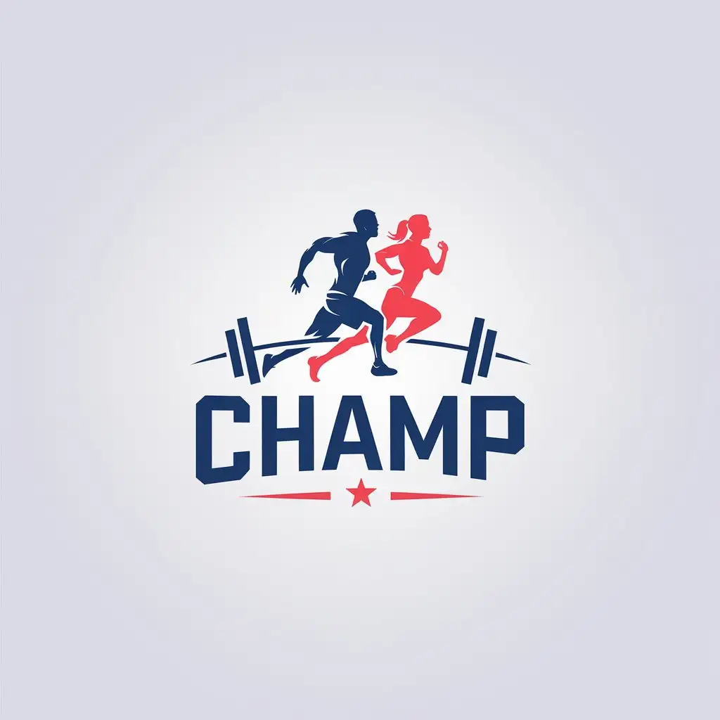 LOGO Design for A CHaMP Blue and Red Minimalistic Symbol of Men and Women in Health Wellness Competition